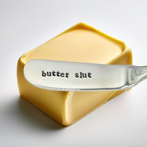 BUTTER SLUT funny Butter cheese knife. Hand stamped knife Christmas Birthday Anniversary gift Friend bff rude present