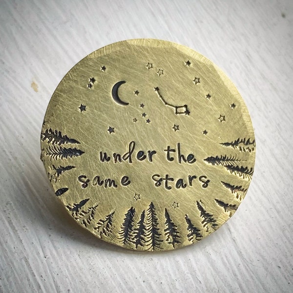 Under The Same Stars. love token. Custom hand stamped lucky charm. Pocket token. Long distance military army gift Talisman. Quarantine