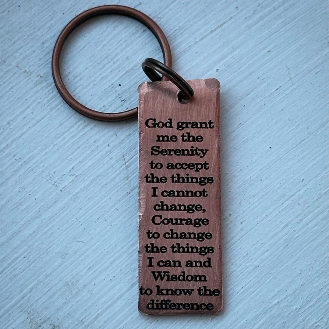 Recovery Keychains The Serenity Prayer Copper Engraved Sobriety Addiction Recovery ...