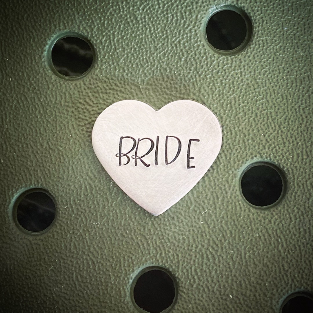 BRIDE Heart Shaped Wedding Day Croc Shoe Charm Jibbitz Clog Charm Hand