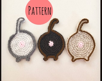Cat butt coaster pattern. Dog butt coaster pattern. Pdf, tutorial. CROCHET  PATTERN
