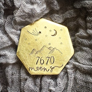 PERSONALISED 21 years Wedding Anniversary gift. Brass Hand stamped traditional 21st keepsake 50p hand stamped coin token