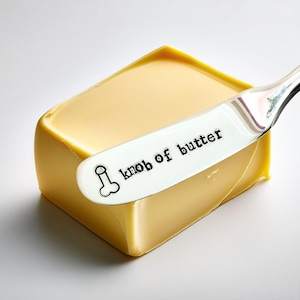 Hand Stamped Butter Knife: Funny "Knob Of Butter" Gag Gift