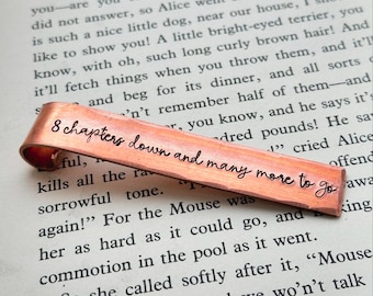 8 Chapters Down And Many More To Go bookmark. Unique bronze traditional 8th 19th year wedding anniversary gift for him her personalised