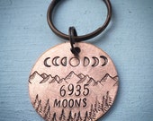19 year Wedding Anniversary gift. Reclaimed bronze Hand stamped traditional 19th solid bronze keychain. key ring. Personalised Gift