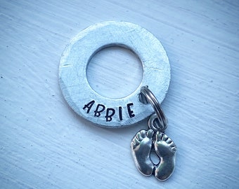 Unique Stethoscope washer baby feet charm. Personalised ICU NHS ID Name Tag. Nurse, Doctor, Midwife, veterinary student Graduation Gift