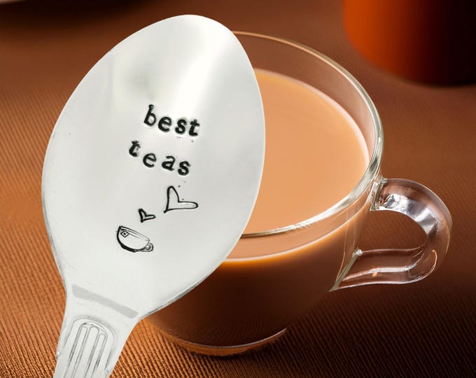 BEST TEAS. Best Friend gift. Hand stamped coffee teaspoon. Stamped cutlery. Beautiful Gift. Funny Christmas gift.