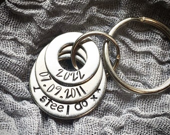 Personalised I STEEL DO. Hand stamped 11th Anniversary gift. keychain. key ring. Gift for her, him. Wedding anniversary.