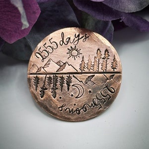 Day & Night Moons 7 9 22 year Wedding Anniversary gift Reclaimed copper stamped traditional 7th 9th 22nd gift Personalised coin keepsake