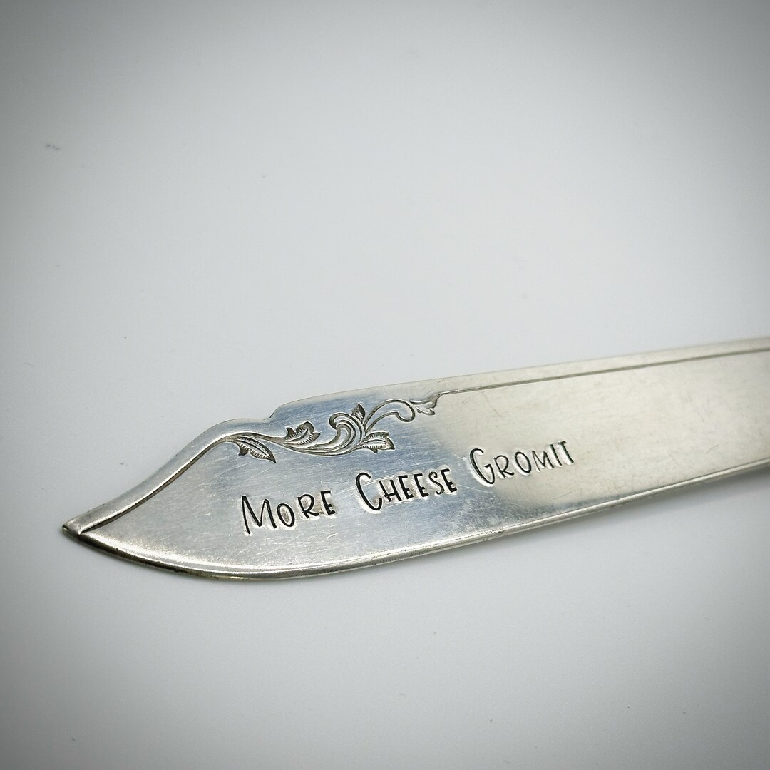 More Cheese Gromit. Hand Stamped Vintage Knife Beautiful Funny