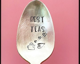 BEST TEAS. Best Friend gift. Hand stamped coffee teaspoon. Stamped cutlery. Beautiful Gift. Funny Christmas gift.