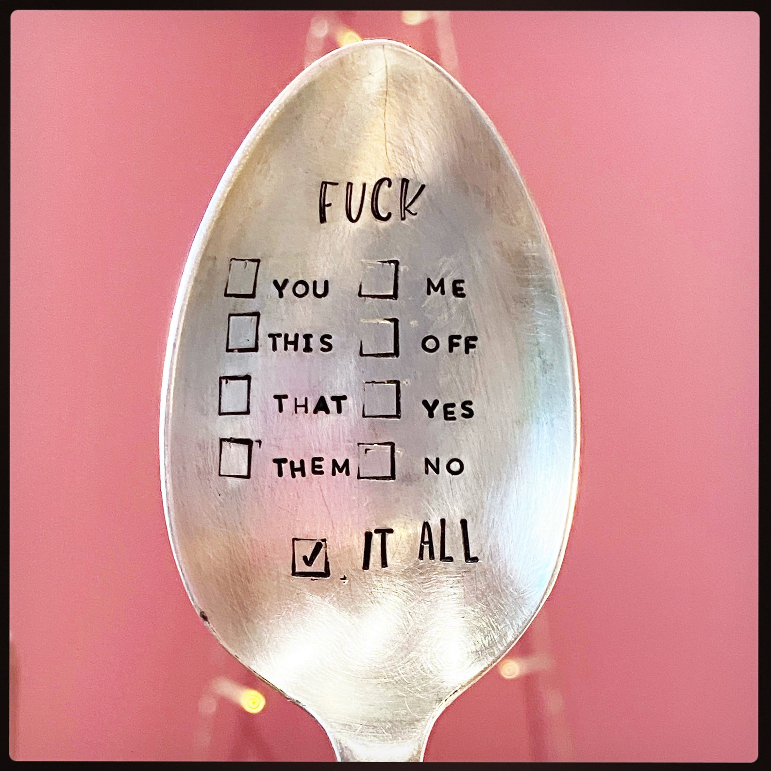 Funny Fuck It All Hand Stamped Spoon Stamped Cutlery Etsy 