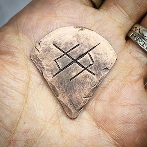 ETERNAL LOVE Bind-Rune Viking Hand stamped  Guitar pick. Bronze 8th Anniversary birthday Gift for music lover musician