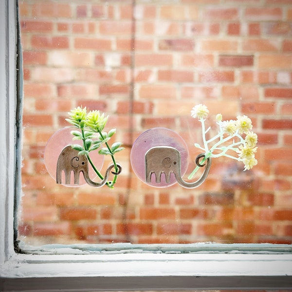 Vintage Fork Elephant flatware flower Kitchen Bathroom Wall Window Glass Door Hanger Unique suction hanging Housewarming gift