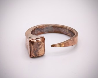 Handmade Horseshoe nail Prairie diamond Ring. Unisex equestrian copper wedding anniversary 7th 9th 22nd year traditional gift. Horse Farrier