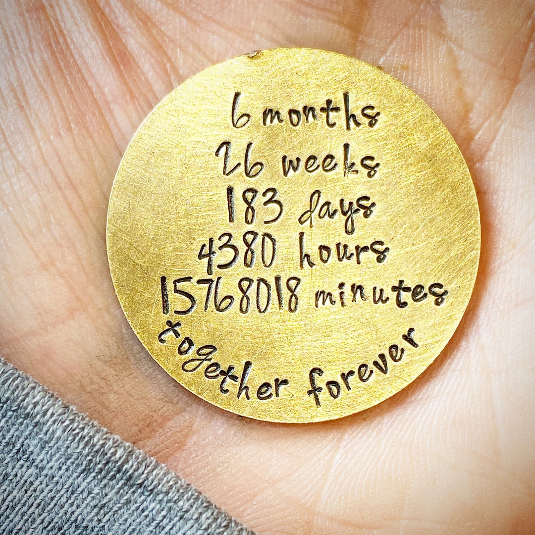6 Months Weeks Days Wedding Anniversary Keepsake Token. 6 Month Relationship Medallion Pocket