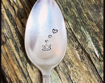 Hand stamped Tea lover. Coffee lover teaspoon. Stamped cutlery. Beautiful birthday Gift.  Christmas gift.