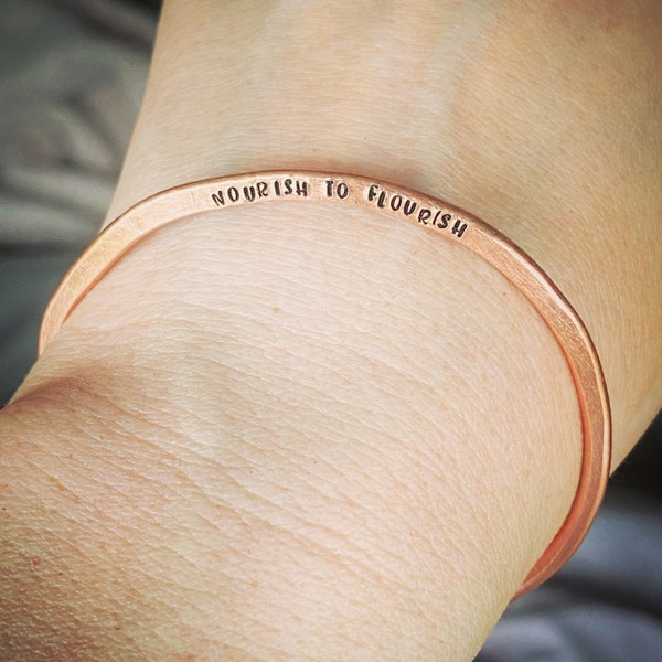 Hand stamped PERSONALISED Mental Health Recovery Sobriety Anti Anxiety bracelet cuff bangle. Unique. I Am Enough She Believed She Could