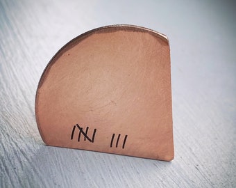 PERSONALISED Hand stamped bronze plectrum.  Guitar pick. 8th Anniversary, birthday Christmas Gift for him, her. 8 year tally mark