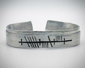 Mo Anam Cara (my soul mate) in Ogham Ancient Irish Writing Hand stamped Aluminium 10th wedding anniversary bracelet cuff bangle gift for him