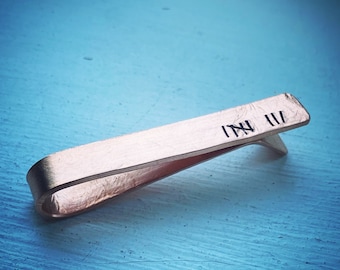 Bronze 8th wedding anniversary traditional gift. Tally Mark. Tie clip. Tie bar. Tie pin. Gift for husband
