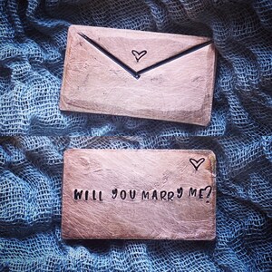 ¿Te quieres casar conmigo? Extra Pequeño sobre de cobre Carta de amor Sorpresa de matrimonio Propuesta de regalo Estampado a mano San Valentín compromiso único