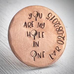 PERSONALISED Traditional 8th wedding anniversary Gift for him her Golf ball marker. Bronze 8 19 year gift. Funny keepsake. Couples initials