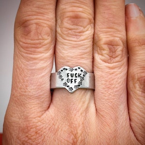 Divertido Rude Sweary Anillo ajustable único Aniversario de cumpleaños Mejor amigo Regalo de joyería Snarky hija adolescente Fuck Off ofensiva