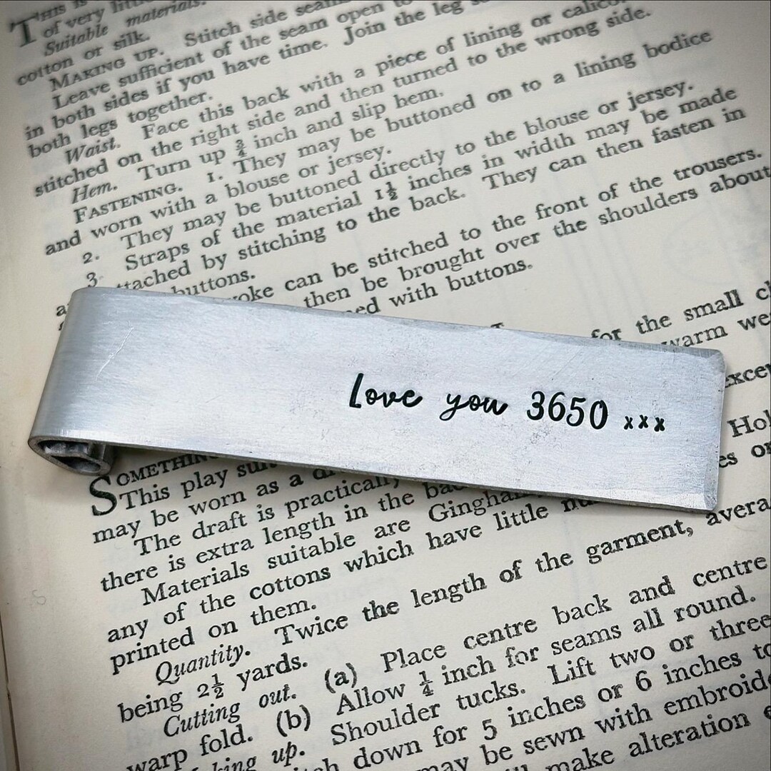 10 Year ANNIVERSARY Date Bookmark. Unique Aluminium Tin Traditional