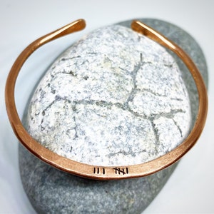 Hand stamped Bronze wedding anniversary 8 year Tally Hash Mark bracelet, cuff, bangle. Hand crafted hammered unique traditional gift