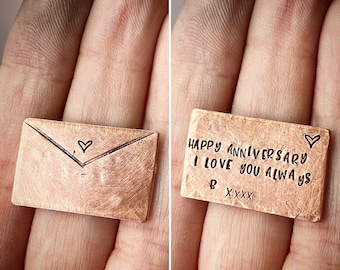 BESTSELLER Personalised LOVE Letter 8th 19th bronze traditional wedding Anniversary Gift keepsake Envelope love note Pocket token Tiny XS