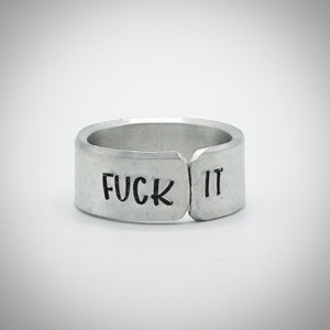 FUCK IT anillo divertido y grosero. Regalo de aniversario de cumpleaños para su adolescente Joyas de aluminio ajustables