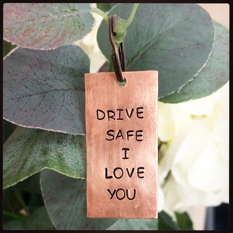 Drive Safe I Love You. Hand Stamped Gift. Car Keys Keychain. Etsy