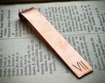7 year 9 year 22 year Roman Numerals Traditional 7th 9th 22nd wedding anniversary unique copper Bookmark Hand stamped Book lover gift