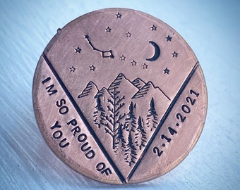 Personalised Sobriety token, chip gift. Custom hand stamped. One day at a time. I’m so proud of you. Sober, alcohol free. Recovery. Talisman