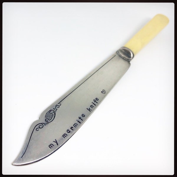 MY MARMITE KNIFE hand stamped vintage butter knife. Personalised cutlery. Beautiful Gift.