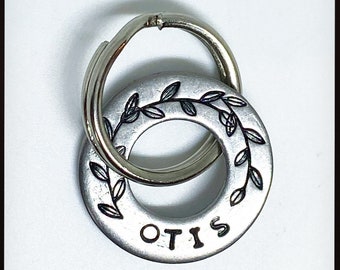 Extra small Pet ID tag. Personalised name, number, microchipped cat kitten kitty dog puppy tag. Hand stamped washer.