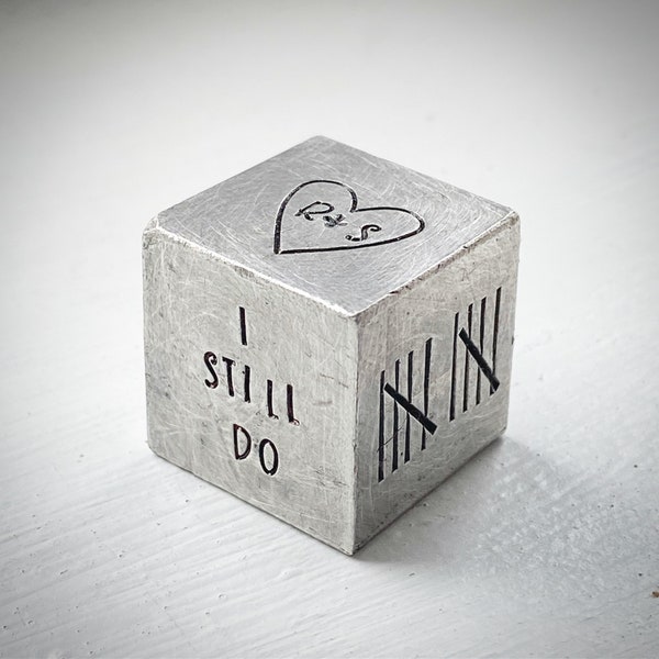 Fully customisable aluminium cube Traditional 10th Wedding Anniversary gift PERSONALISED ornament decoration. Couples gift for him her. Tin