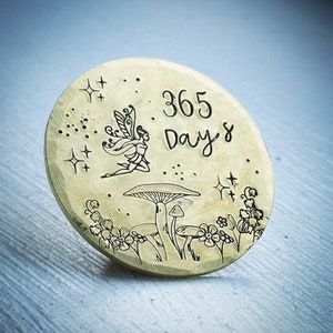 Personalised Sobriety Milestone Recovery token chip coin gift Custom hand stamped Sober alcohol free Medallion 30 365 days 1 year