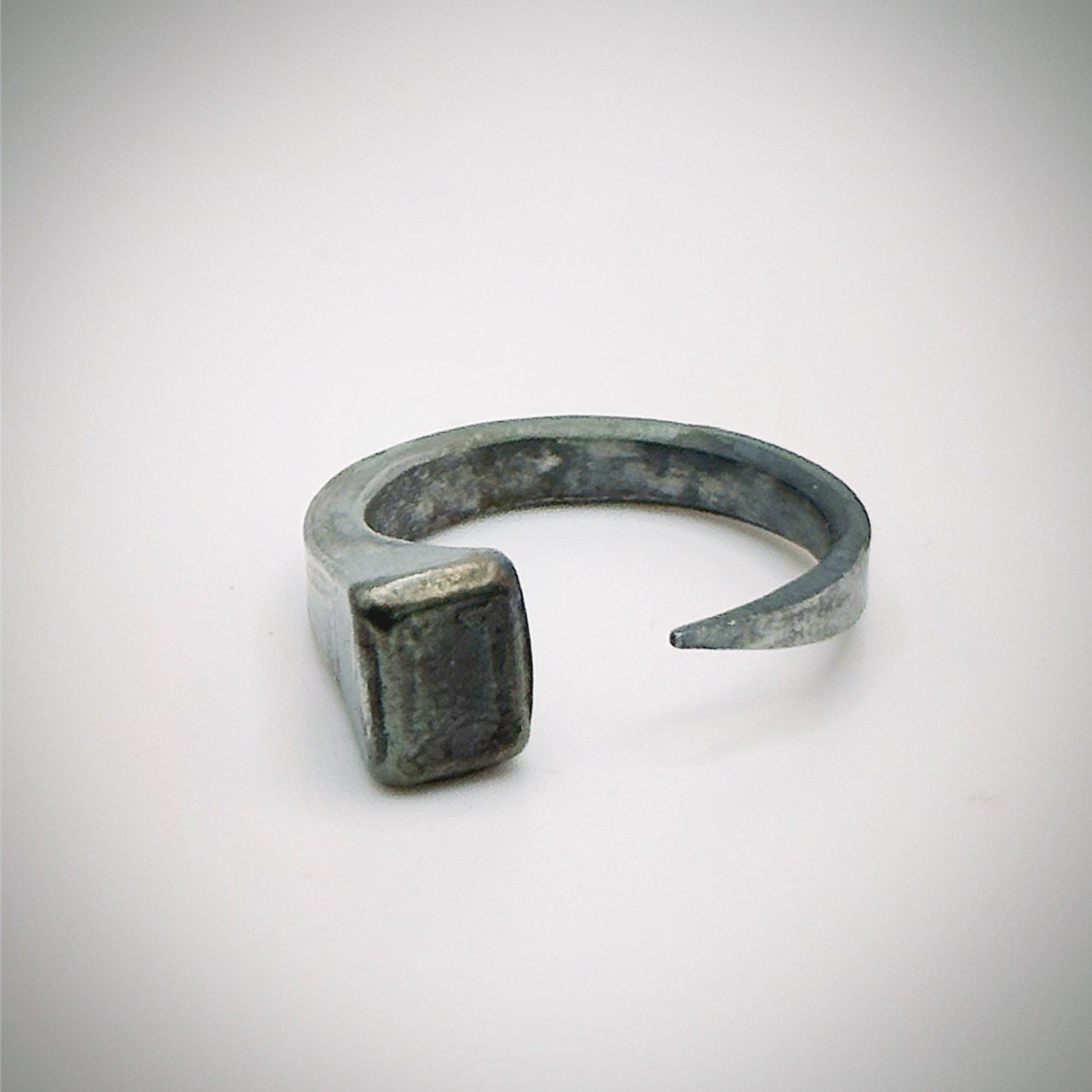 Handmade Horseshoe Nail Prairie Diamond Ring. Unisex Equestrian