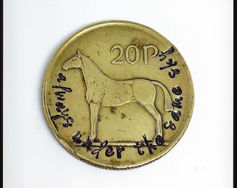 Ireland Half Crown Coin Hand # 173 1-1/4" Ireland Horse Pendant 