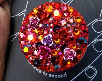 Red Austrian Crystal PopSocket, Non Slip Phone Grip