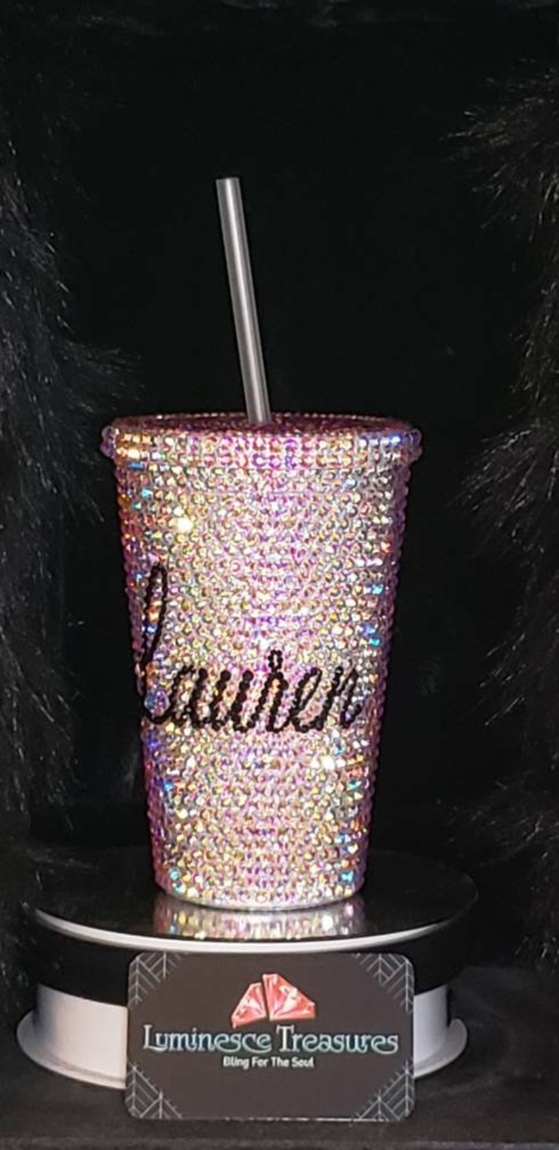 16 Oz Personalized Flat Lid Bling Tumbler Gift for Her Bling Etsy