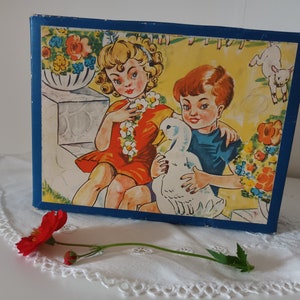 Swedish Vintage MidCentury Childrens Paperboard Cube Puzzle from the 30s with 6 Motives RARE Find! Printed in Sweden Vintage Retro 30s