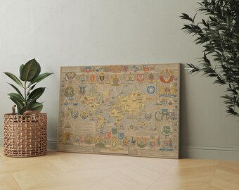 1948 United Nations Map Of The World, 20th Century Antique Map of the World, Old Map of the World, Rare Vintage Map of the World