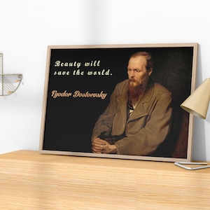 Fyodor Dostoevsky Poster, Vintage Wall Art, Bookworm Gift, Wall Art, Modern Home Decor Print, Literature Decor, Author Poster, Teacher Gift