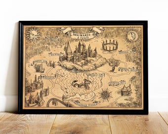 Fantasy Map Canvas Poster, Movie Series Map Canvas, Fantasy Movie Series Canvas Wall Art, Fantasy Printed Canvas, Wall Art, Ready to Hang