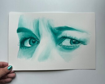 Original Watercolor Painting, eyes painting, portrait, wall art, home decor