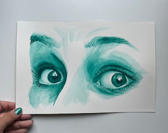 Original Watercolor Painting, eyes painting, portrait, wall art, home decor