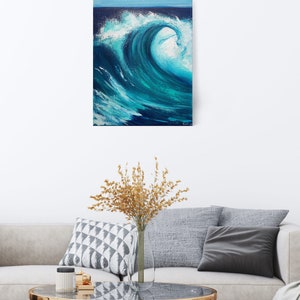 seascape painting original art, beach house gifts, ocean wall art canvas, surfer gifts for men, beach Christmas gifts for husband, new home image 10